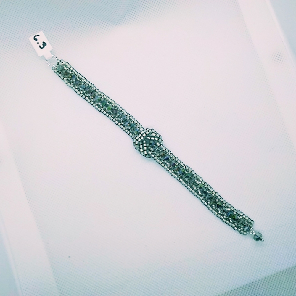 Silver Gray Square knot bracelet with crystals